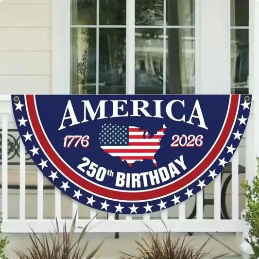 Independence Day Half Fan Flag