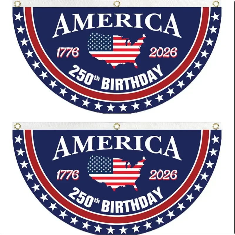 Independence Day Half Fan Flag