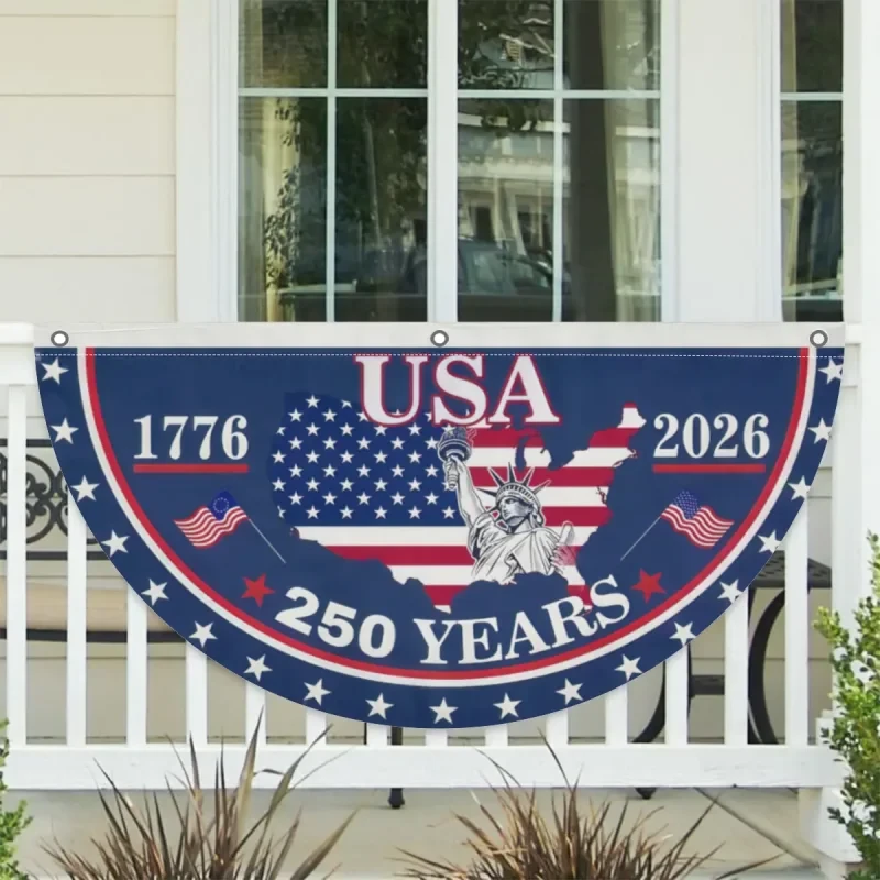 Independence Day Half Fan Flag