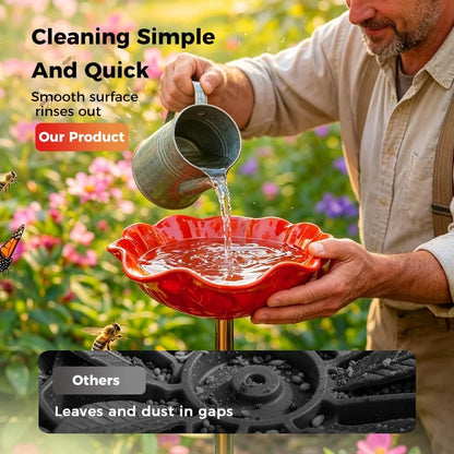 Metal Flower Bird Bath Stake