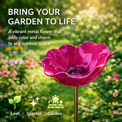 Metal Flower Bird Bath Stake