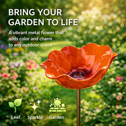 Metal Flower Bird Bath Stake