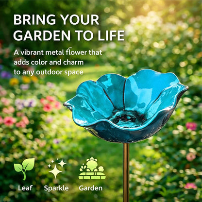 Metal Flower Bird Bath Stake