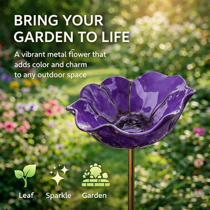 Metal Flower Bird Bath Stake