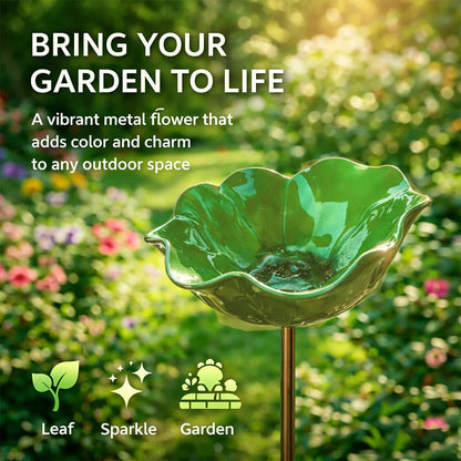 Metal Flower Bird Bath Stake
