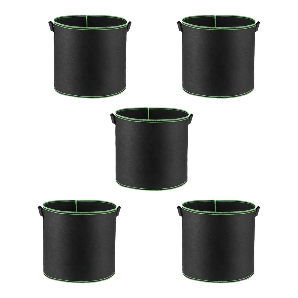 🌱 5-Pack 5 Gallon Grow Bags – Heavy Duty Aeration Fabric Pots with Handles for Vegetables, Flowers & Fruits 🪴