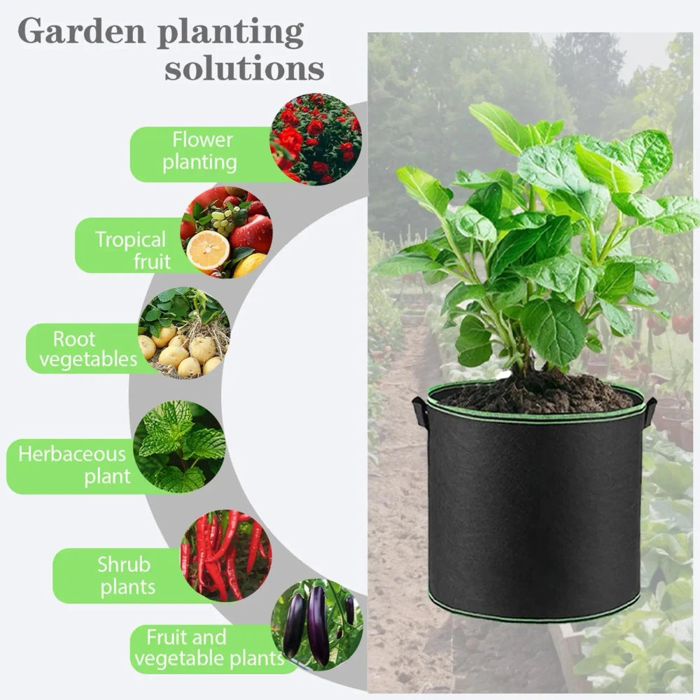 🌱 5-Pack 5 Gallon Grow Bags – Heavy Duty Aeration Fabric Pots with Handles for Vegetables, Flowers & Fruits 🪴