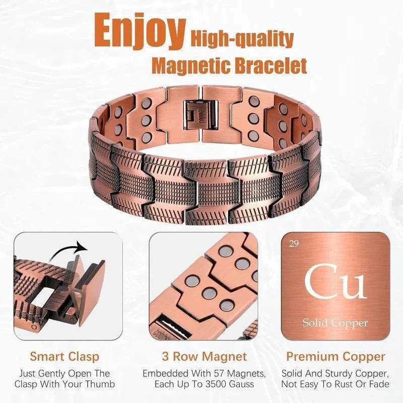 🔥🔥2026 Newest 99.99% Copper magnetic bracelet--Relieve fatigue and promote blood circulation