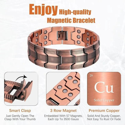 🔥🔥2026 Newest 99.99% Copper magnetic bracelet--Relieve fatigue and promote blood circulation