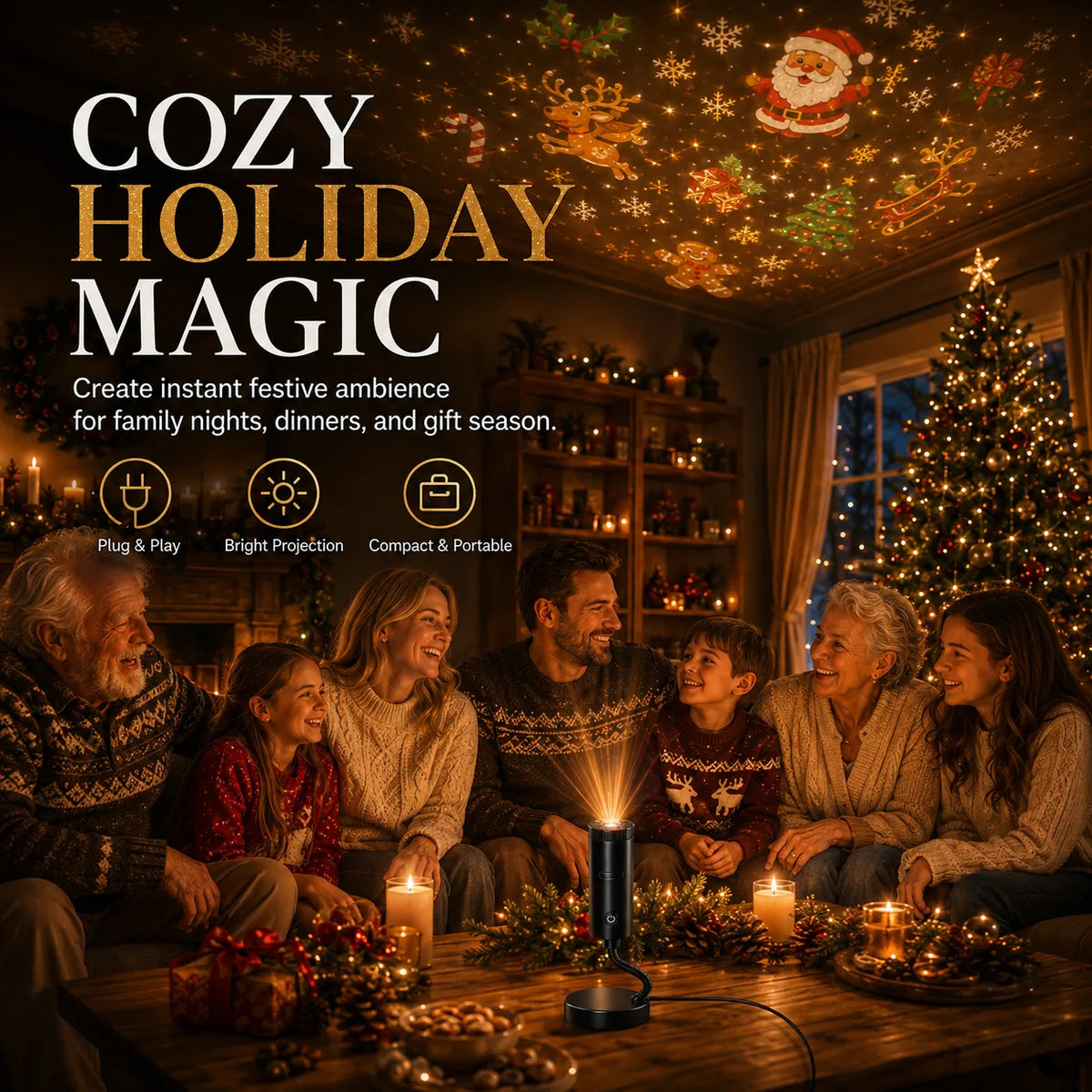 🎄👻 ✨ 60,000+ Sold — Plug & Play HD Holiday Projector for Christmas & Halloween Decor