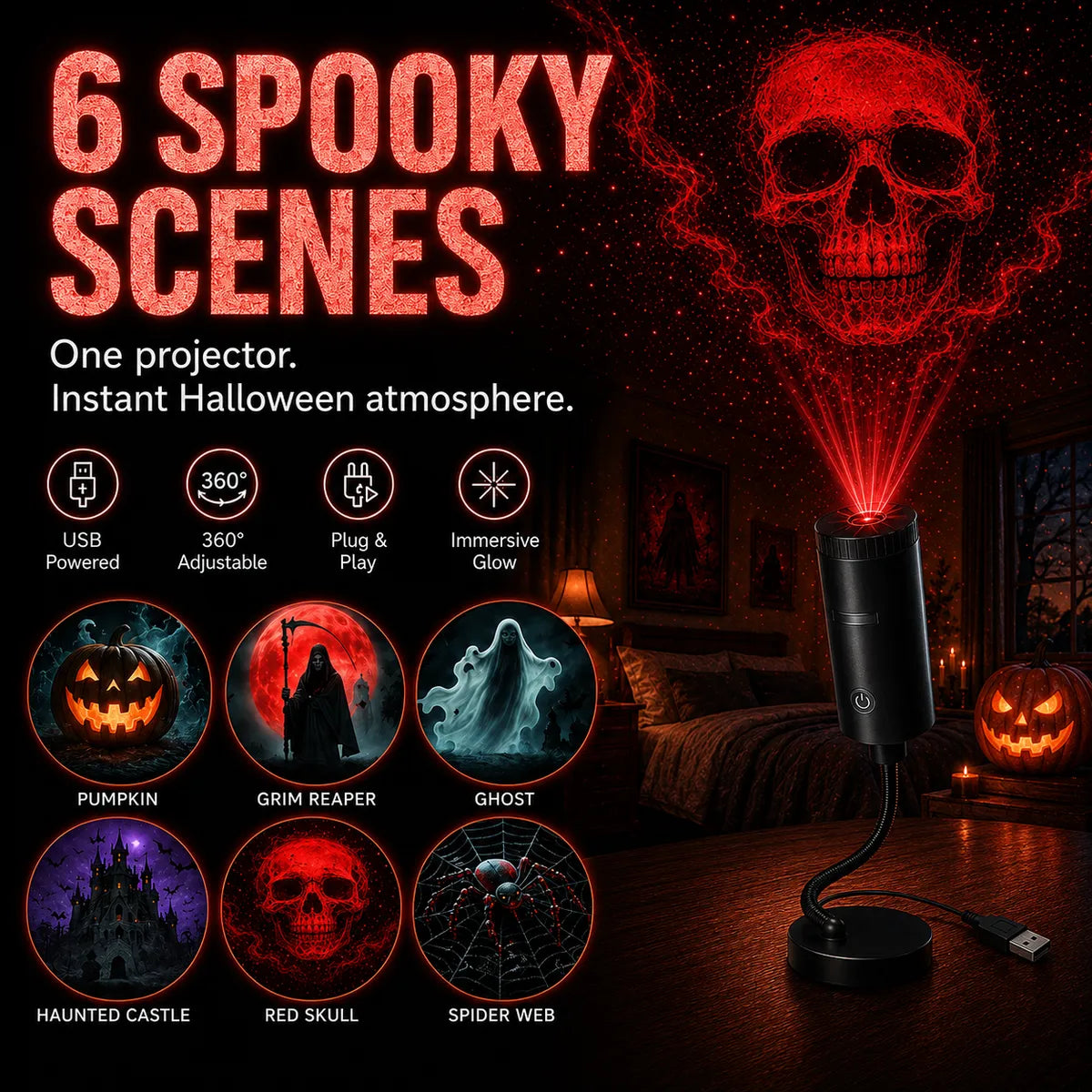 🎄👻 ✨ 60,000+ Sold — Plug & Play HD Holiday Projector for Christmas & Halloween Decor