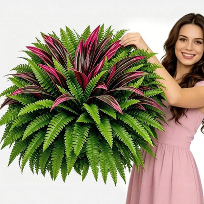 💥Summer Special🔥UV-Resistant Artificial Fern & Red Dracaena Decorative Plants – Full, Lush & Fade-Resistant!