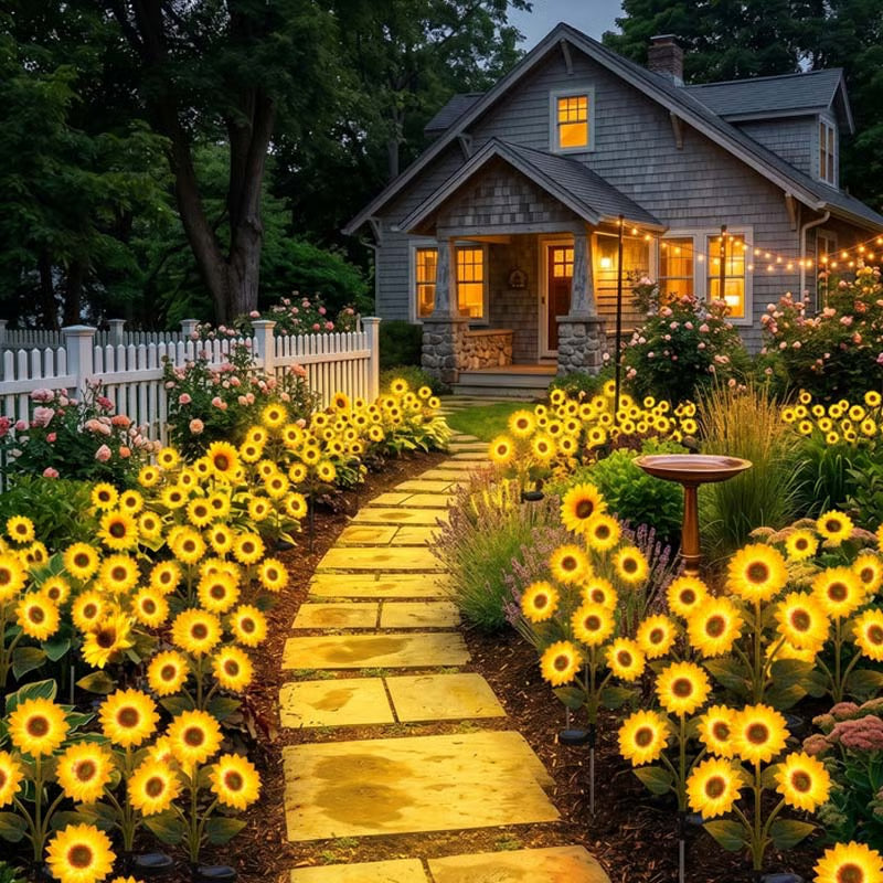 🌻Solar LED Zonnebloem Tuinlampen, Realistische Nachtgloed voor Erf, Gazon, Terras en Veranda Decoratie, Waterdicht IP65