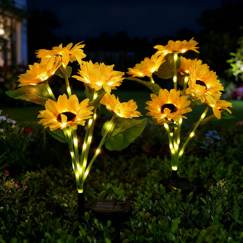 🌻Solar LED Zonnebloem Tuinlampen, Realistische Nachtgloed voor Erf, Gazon, Terras en Veranda Decoratie, Waterdicht IP65