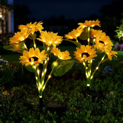🌻Solar LED Zonnebloem Tuinlampen, Realistische Nachtgloed voor Erf, Gazon, Terras en Veranda Decoratie, Waterdicht IP65