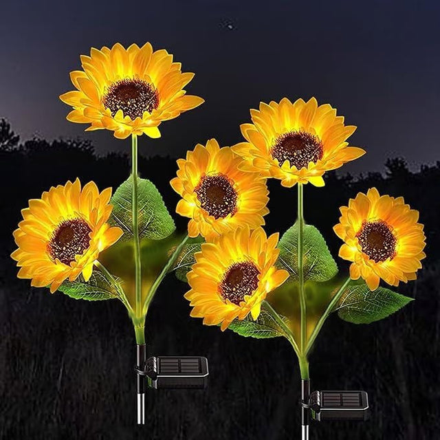 🌻Solar LED Zonnebloem Tuinlampen, Realistische Nachtgloed voor Erf, Gazon, Terras en Veranda Decoratie, Waterdicht IP65