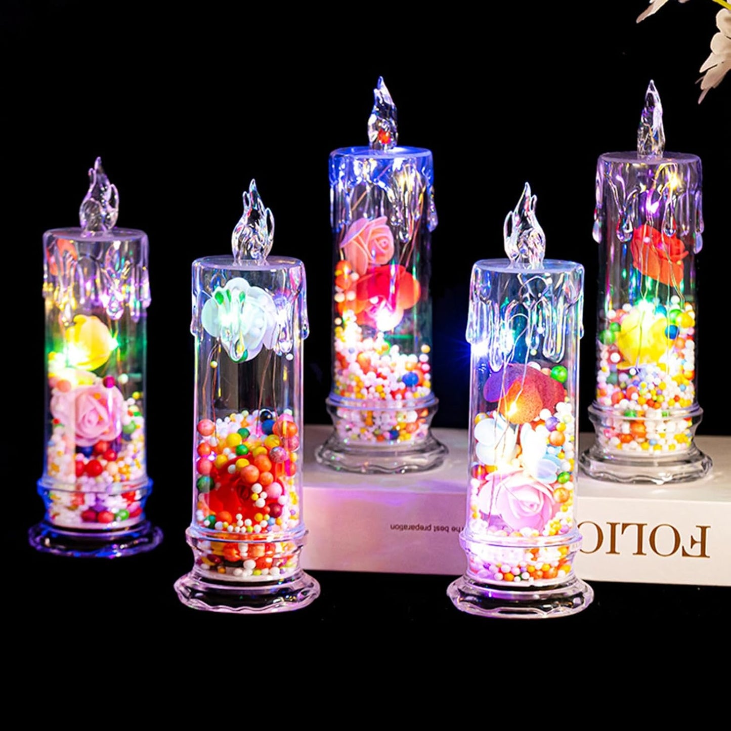 Rose Glow Flicker Candles
