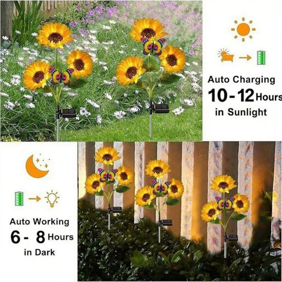 🌻Solar LED Zonnebloem Tuinlampen, Realistische Nachtgloed voor Erf, Gazon, Terras en Veranda Decoratie, Waterdicht IP65